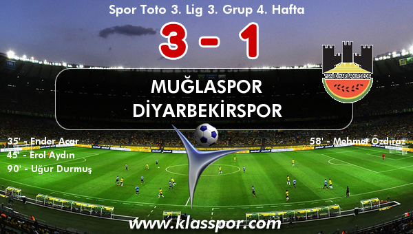 Muğlaspor 3 - Diyarbekirspor 1