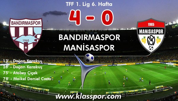 Bandırmaspor 4 - Manisaspor 0