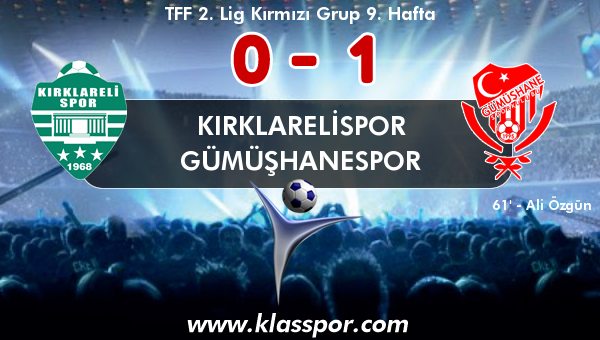 Kırklarelispor 0 - Gümüşhanespor 1