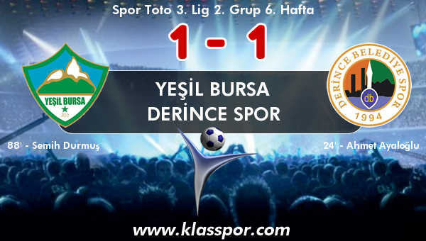 Yeşil Bursa 1 - Derince Spor 1