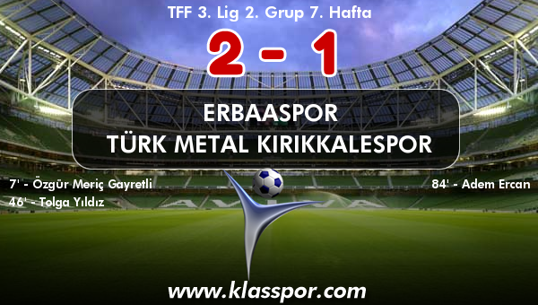 Erbaaspor 2 - Türk Metal Kırıkkalespor 1