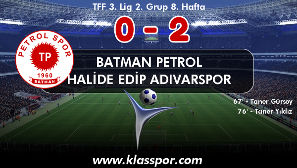 Batman Petrol 0 - Halide Edip Adıvarspor 2