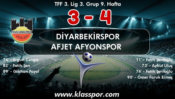 Diyarbekirspor 3 - Afjet Afyonspor  4