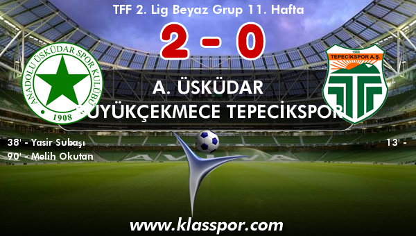 A. Üsküdar 2 - Büyükçekmece Tepecikspor 0