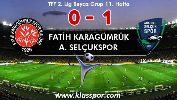 Fatih Karagümrük 0 - A. Selçukspor 1