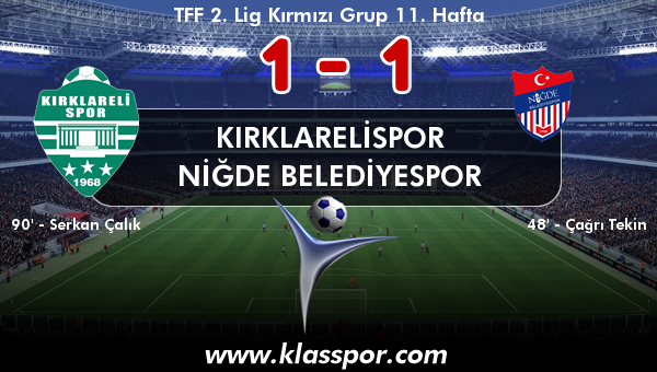 Kırklarelispor 1 - Niğde Belediyespor 1