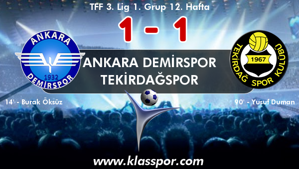 Ankara Demirspor 1 - Tekirdağspor 1