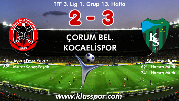 Çorum Bel. 2 - Kocaelispor 3