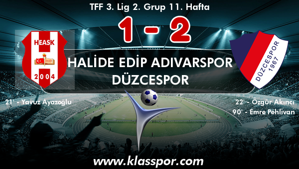 Halide Edip Adıvarspor 1 - Düzcespor 2