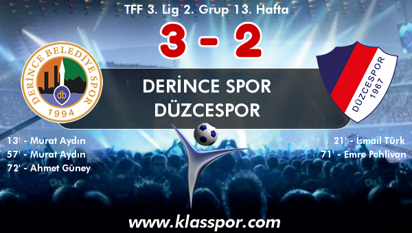 Derince Spor 3 - Düzcespor 2