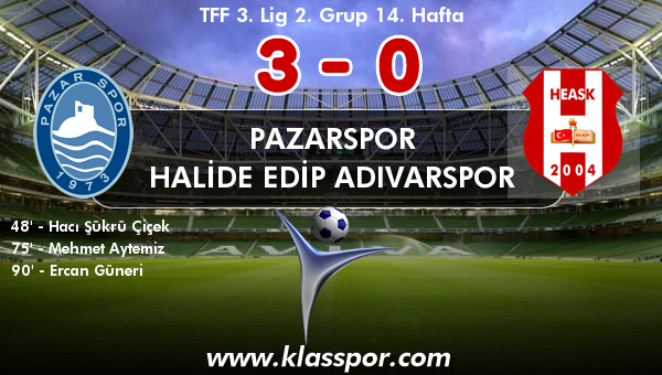 Pazarspor 3 - Halide Edip Adıvarspor 0