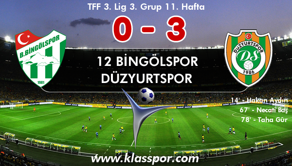 12 Bingölspor 0 - Düzyurtspor 3