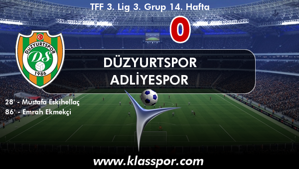 Düzyurtspor 2 - Adliyespor 0