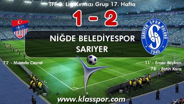 Niğde Belediyespor 1 - Sarıyer 2