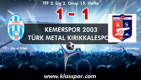 Kemerspor 2003 1 - Türk Metal Kırıkkalespor 1