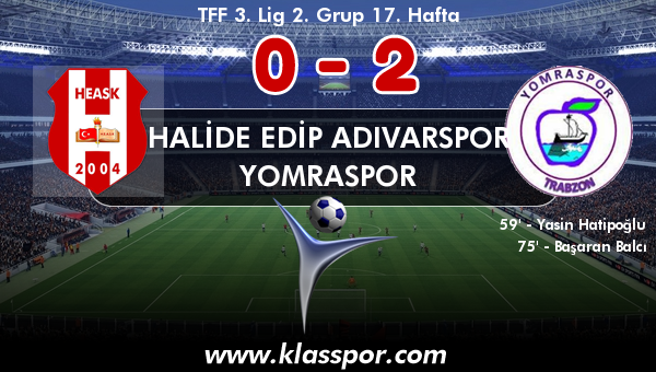 Halide Edip Adıvarspor 0 - Yomraspor 2