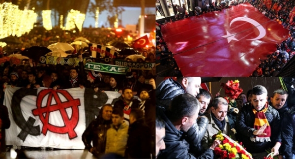 Taraftar grupları şehitler için yürüdü