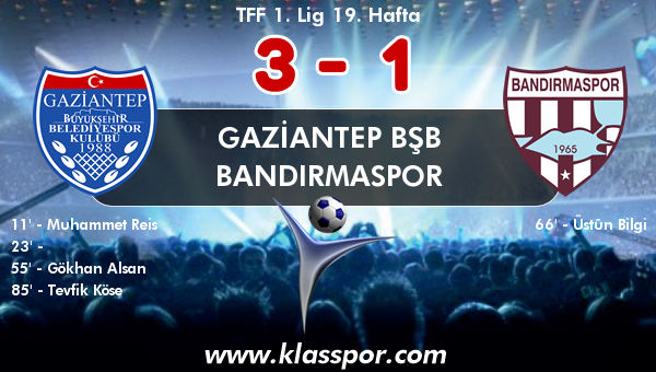 Gaziantep BŞB 3 - Bandırmaspor 1