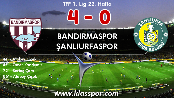 Bandırmaspor 4 - Şanlıurfaspor 0