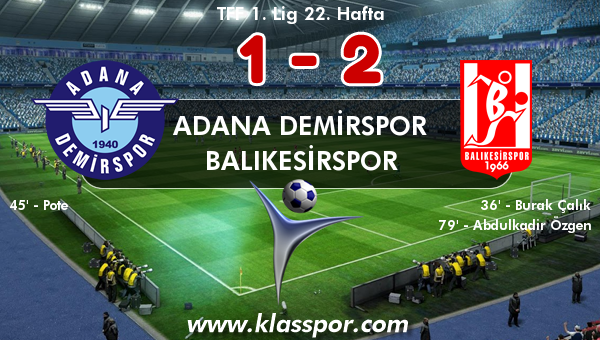 Adana Demirspor 1 - Balıkesirspor 2