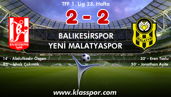 Balıkesirspor 2 - Yeni Malatyaspor 2