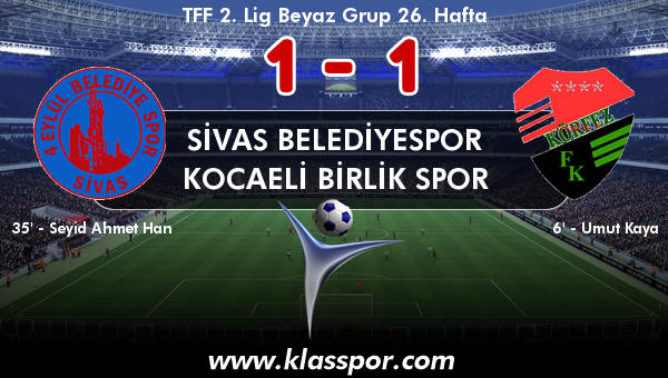 Sivas Belediyespor 1 - Kocaeli Birlik Spor 1