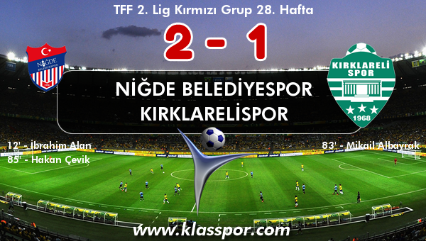 Niğde Belediyespor 2 - Kırklarelispor 1