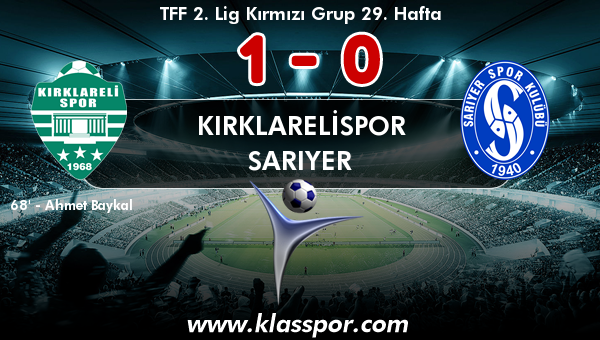 Kırklarelispor 1 - Sarıyer 0