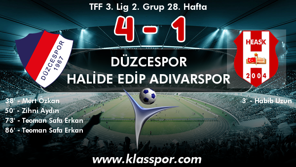 Düzcespor 4 - Halide Edip Adıvarspor 1