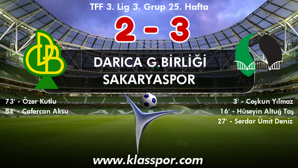 Darıca G.Birliği 2 - Sakaryaspor 3