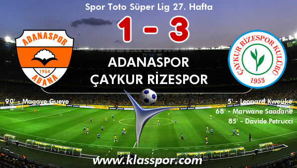 Adanaspor 1 - Çaykur Rizespor 3