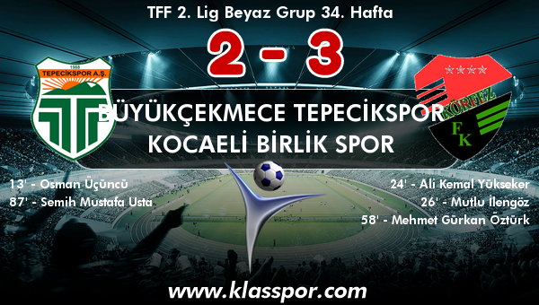 Büyükçekmece Tepecikspor 2 - Kocaeli Birlik Spor 3