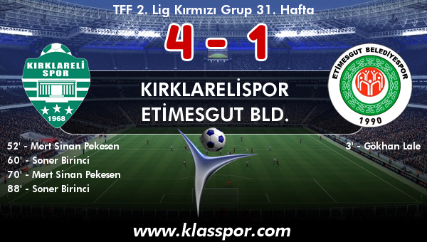 Kırklarelispor 4 - Etimesgut Bld. 1