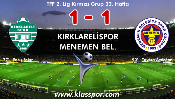 Kırklarelispor 1 - Menemen Bel. 1