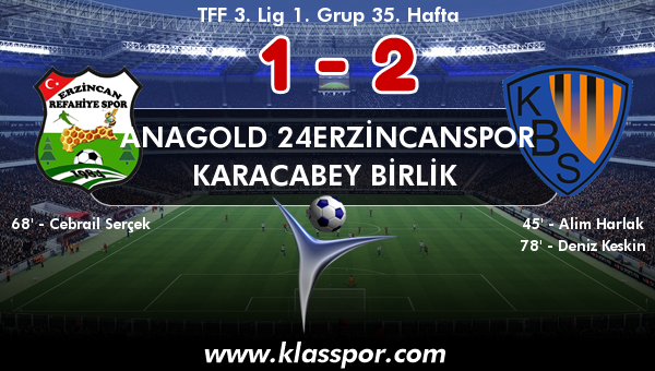 Anagold 24Erzincanspor 1 - Karacabey Birlik  2