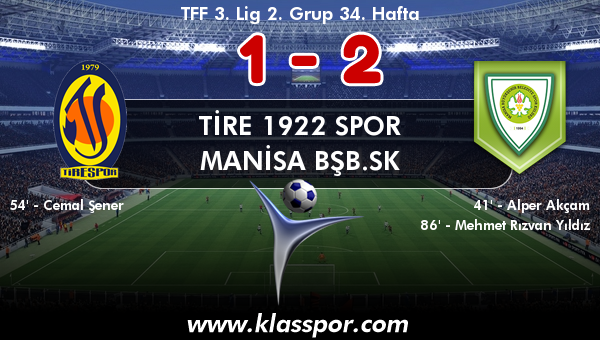 Tire 1922 Spor 1 - Manisa BŞB.SK 2