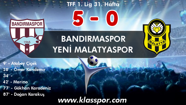 Bandırmaspor 5 - Yeni Malatyaspor 0