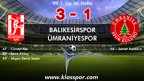 Balıkesirspor 3 - Ümraniyespor 1