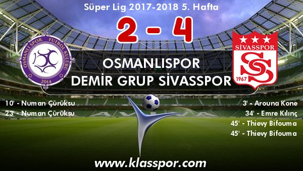 Osmanlıspor 2 - Demir Grup Sivasspor 4