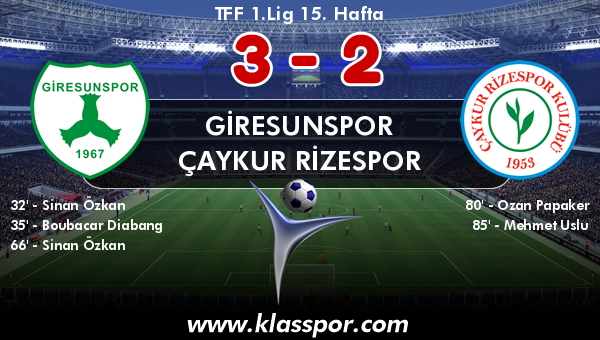 Giresunspor 3 - Çaykur Rizespor 2