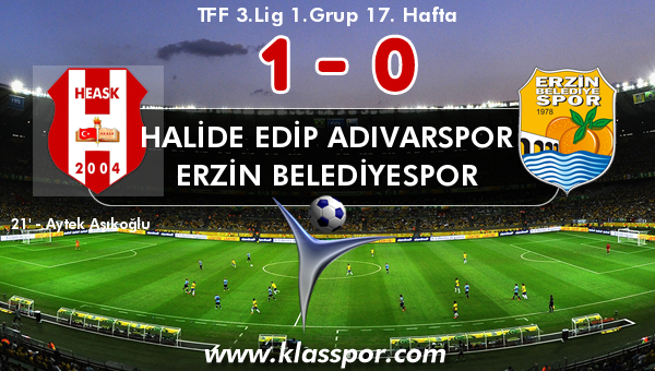 Halide Edip Adıvarspor 1 - Erzin Belediyespor 0