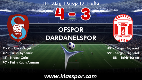 Ofspor 4 - Dardanelspor 3