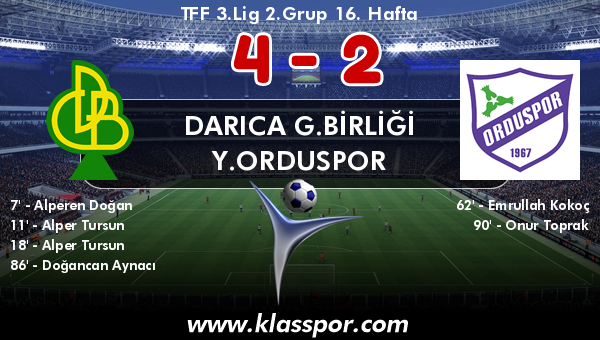 Darıca G.Birliği 4 - Y.Orduspor 2