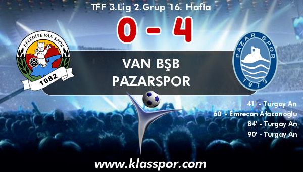 Van BŞB 0 - Pazarspor 4