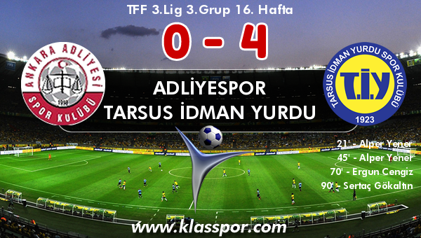 Adliyespor 0 - Tarsus İdman Yurdu 4