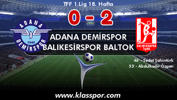 Adana Demirspor 0 - Balıkesirspor Baltok 2