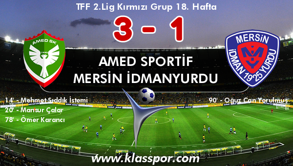 Amed Sportif 3 - Mersin İdmanyurdu 1