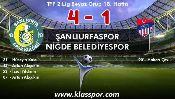 Şanlıurfaspor 4 - Niğde Belediyespor 1