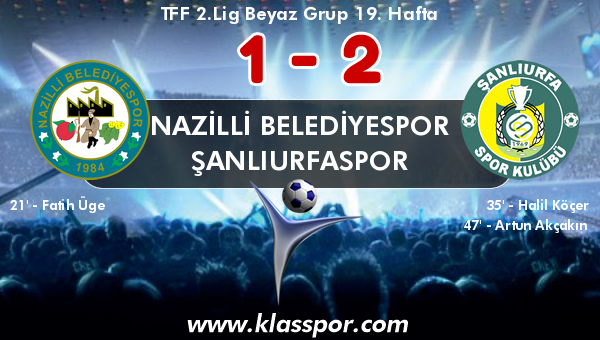 Nazilli Belediyespor 1 - Şanlıurfaspor 2