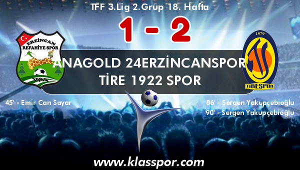 Anagold 24Erzincanspor 1 - Tire 1922 Spor 2